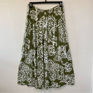 Vince Camuto Wide Leg Pants Sz 1X Womens Olive Green Off White Stretch